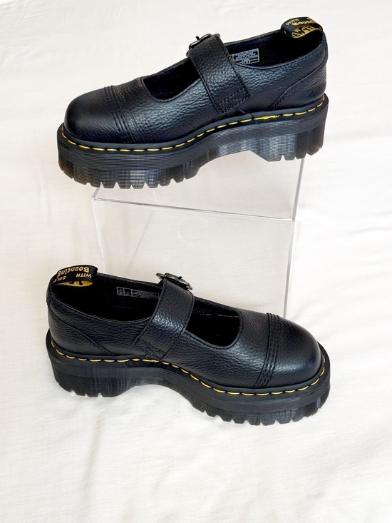 Dr. Martens Shoes - Dr. Martens Black Leather Addina Flower Flat